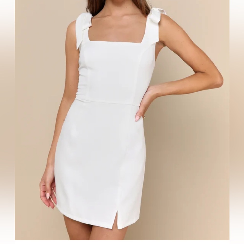 Your Sweetie White Tie Strap Mini Bow Dress